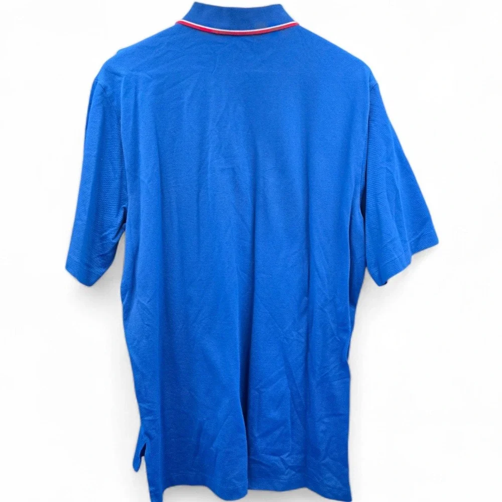 Polo Golf Ralph Lauren Mens M Blue Pima Cotton Tipped Polo Shirt Red‎ Pony